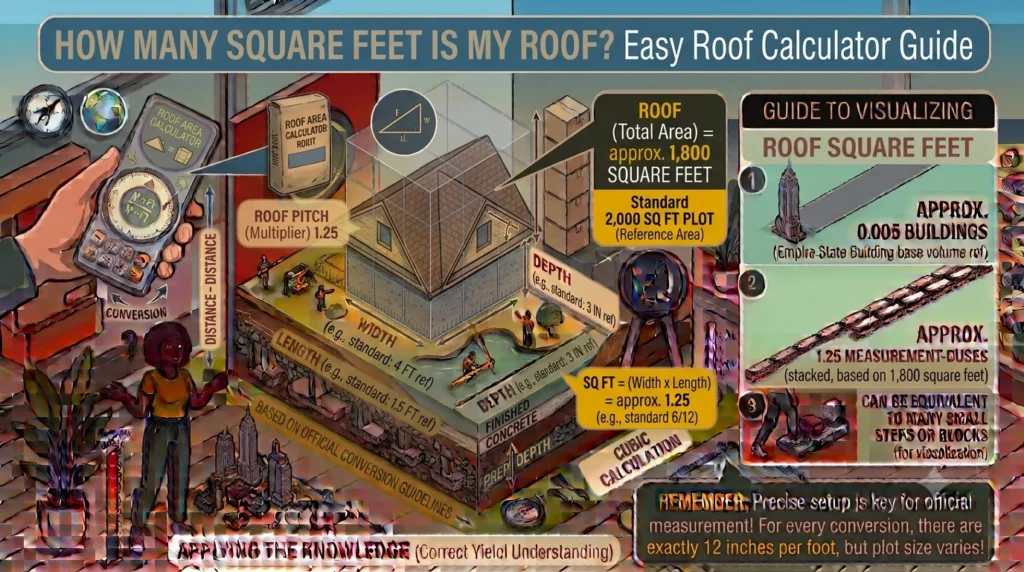 Infographic is showing that How Many Square Feet Is My Roof? Easy Roof Calculator Guide