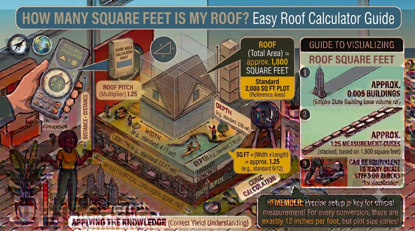 Infographic is showing that How Many Square Feet Is My Roof? Easy Roof Calculator Guide