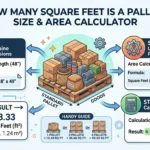 Infographic is showing that How Many Square Feet Is a Pallet? Size & Area Calculator's