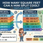 Infographic is showing that How Many Square Feet Can a Mini Split Cool? Complete Guide